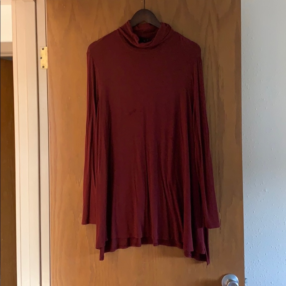 Flowing Long-sleeve Maroon Blouse